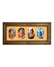 Baby god raam, ganesh, karthik, shiv   Photo Frame - 8x14 Inch Brown Wooden Frame | Hindu Gods Wall Decor for Home & Office