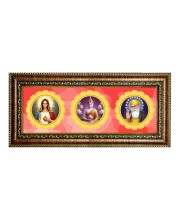 Jesus, buddha, wahe guru ji Photo Frame - 8x14 Inch Brown Wooden Frame | Hindu Gods Wall Decor for Home & Office