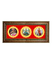 Maa saraswati Photo Frame - 8x14 Inch Brown Wooden Frame | Hindu Gods Wall Decor for Home & Office