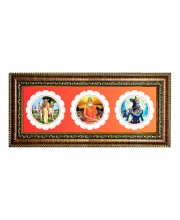 shri dhattatreaya, lokenath baba,krishna Photo Frame - 8x14 Inch Brown Wooden Frame | Hindu Gods Wall Decor for Home & Office
