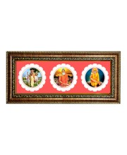 shri dhattatreaya, lokenath baba, sai baba Photo Frame - 8x14 Inch Brown Wooden Frame | Hindu Gods Wall Decor for Home & Office