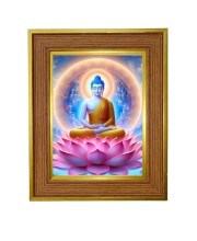 Lord buddha Photo Frame  10x14 Inches-Brown Wooden Frame for Home , Office & Temple Decoration and Gifting