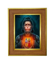 Lord hanuman Photo Frame  10x14 Inches-Brown Wooden Frame for Home , Office & Temple Decoration and Gifting