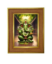 Lord ganesh Photo Frame  10x14 Inches-Brown Wooden Frame for Home , Office & Temple Decoration and Gifting