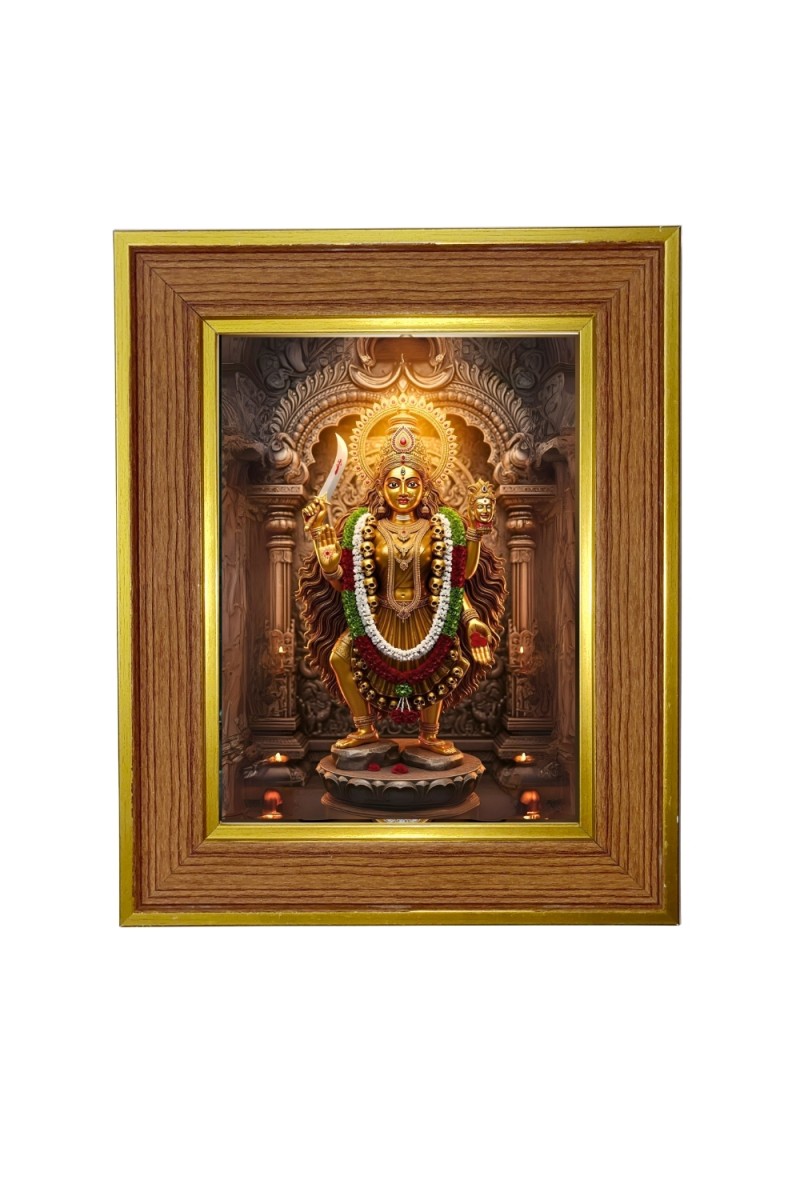 Aadi shakti devi Photo Frame  10x14 Inches-Brown Wooden Frame for Home , Office & Temple Decoration and Gifting