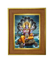 Lord vishnu Photo Frame  10x14 Inches-Brown Wooden Frame for Home , Office & Temple Decoration and Gifting