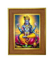 Divine lord vishnu Photo Frame  10x14 Inches-Brown Wooden Frame for Home , Office & Temple Decoration and Gifting