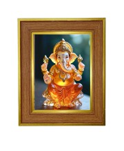 Lord Ganesh ji Photo Frame  10x14 Inches-Brown Wooden Frame for Home , Office & Temple Decoration and Gifting