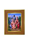 Lord shiva family Photo Frame  10x14 Inches-Brown Wooden Frame for Home , Office & Temple Decoration and Gifting