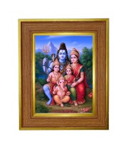 Lord shiva family Photo Frame  10x14 Inches-Brown Wooden Frame for Home , Office & Temple Decoration and Gifting