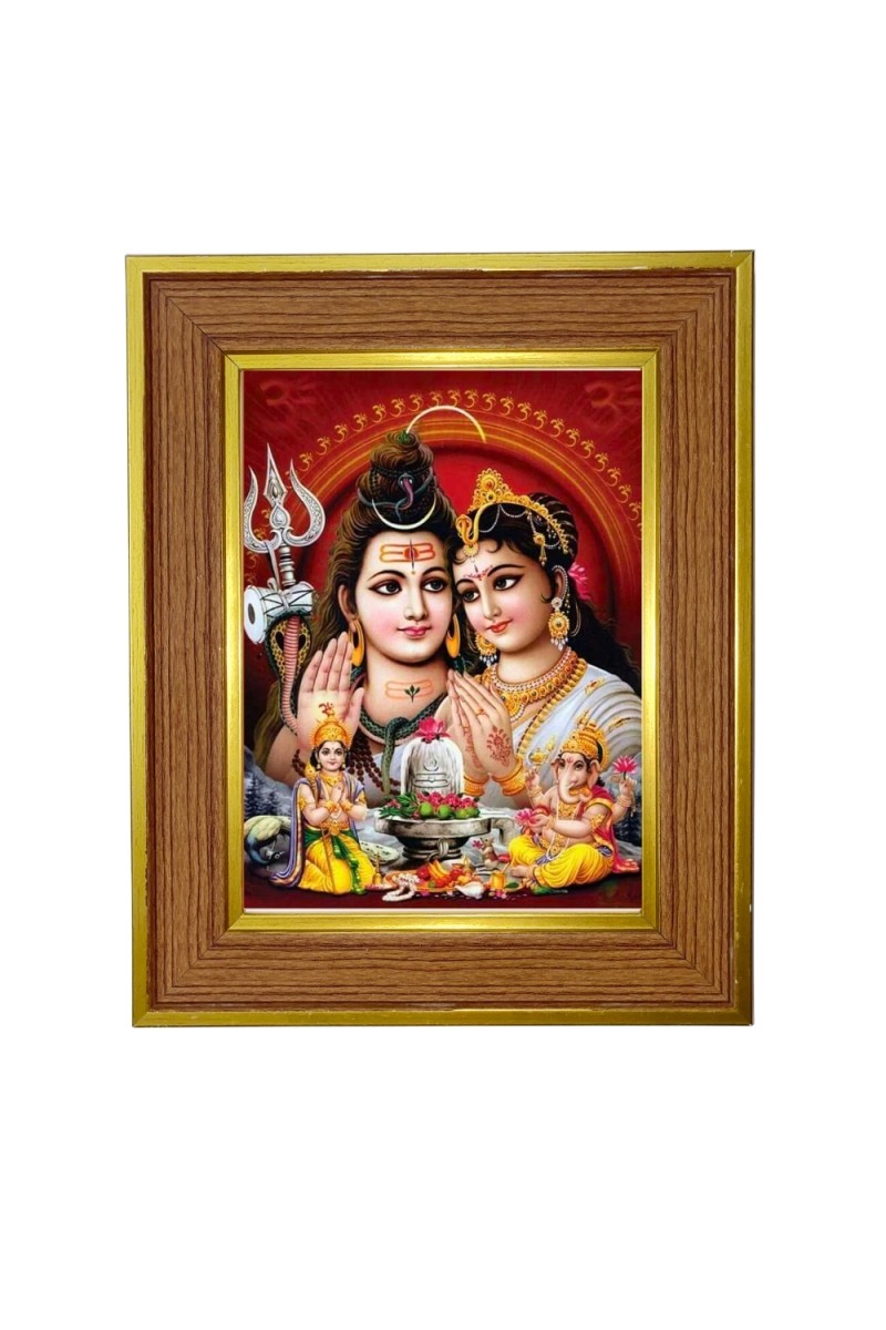 Parvati mahadev Photo Frame  10x14 Inches-Brown Wooden Frame for Home , Office & Temple Decoration and Gifting