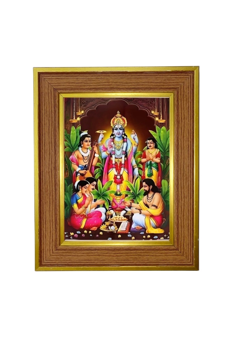 Lord vishnu Photo Frame  10x14 Inches-Brown Wooden Frame for Home , Office & Temple Decoration and Gifting