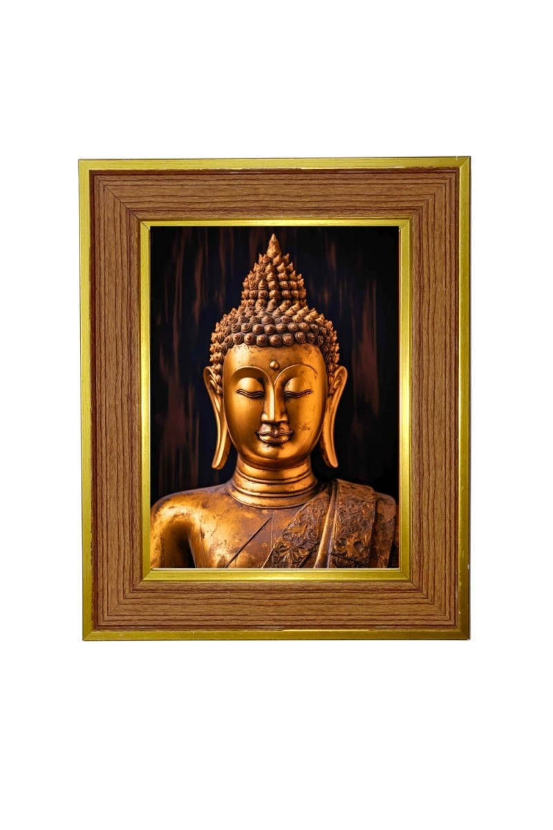Lord buddha Photo Frame  10x14 Inches-Brown Wooden Frame for Home , Office & Temple Decoration and Gifting