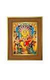 Lakshmi Narasimha Photo Frame  10x14 Inches-Brown Wooden Frame for Home , Office & Temple Decoration and Gifting