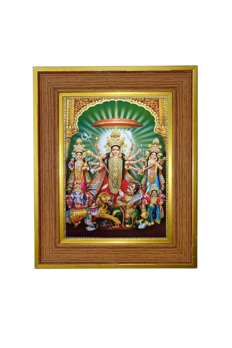 Goddess maa durga Photo Frame  10x14 Inches-Brown Wooden Frame for Home , Office & Temple Decoration and Gifting