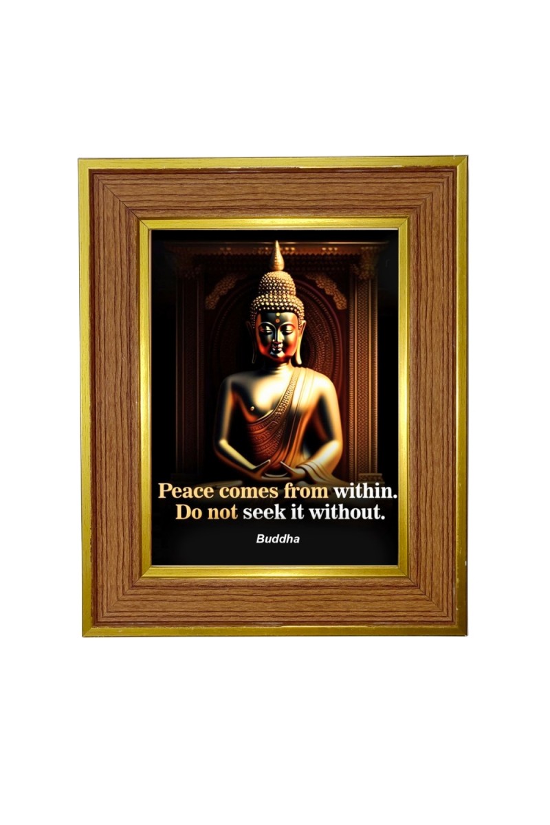 Lord buddha Photo Frame  10x14 Inches-Brown Wooden Frame for Home , Office & Temple Decoration and Gifting