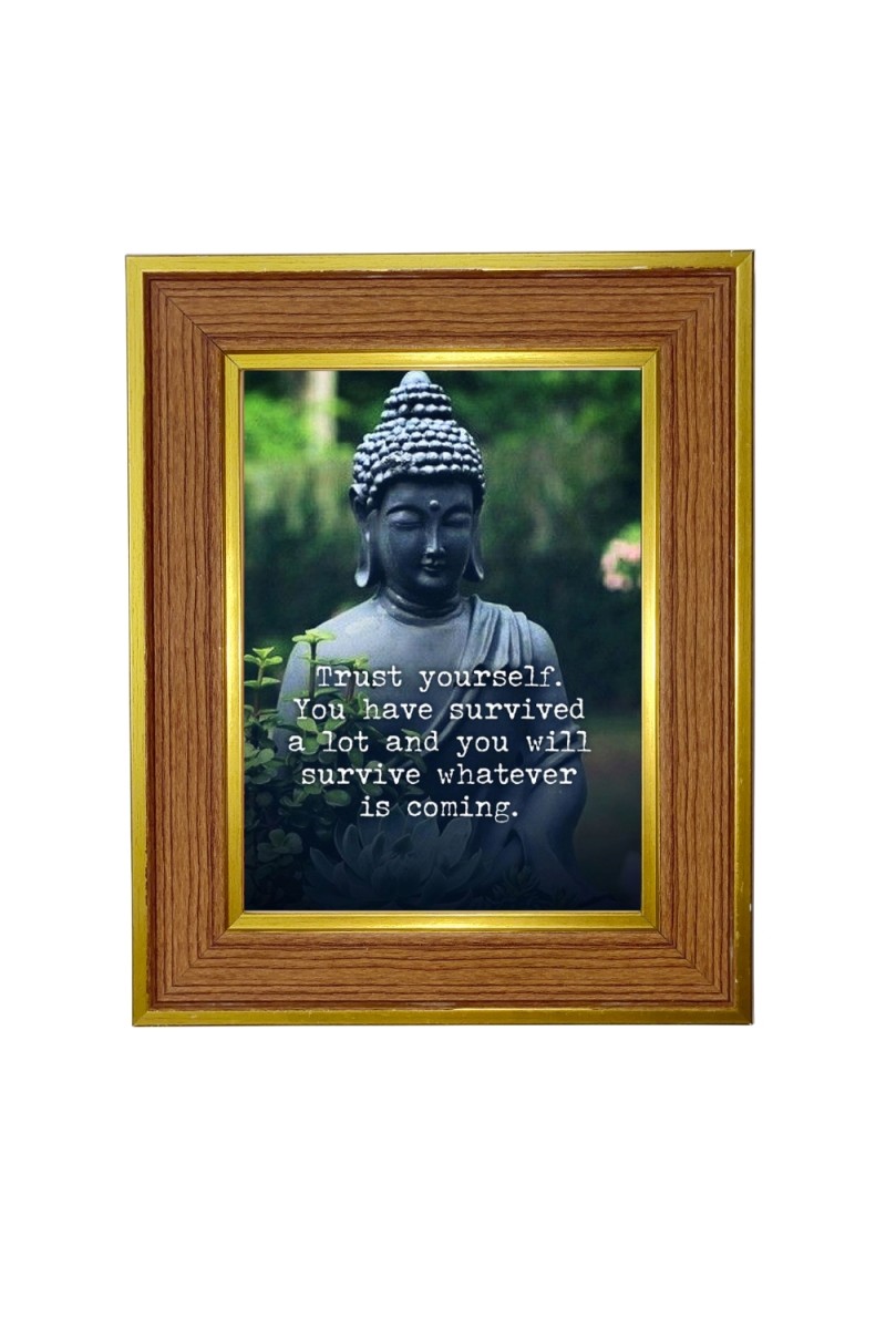 Lord buddha Photo Frame  10x14 Inches-Brown Wooden Frame for Home , Office & Temple Decoration and Gifting