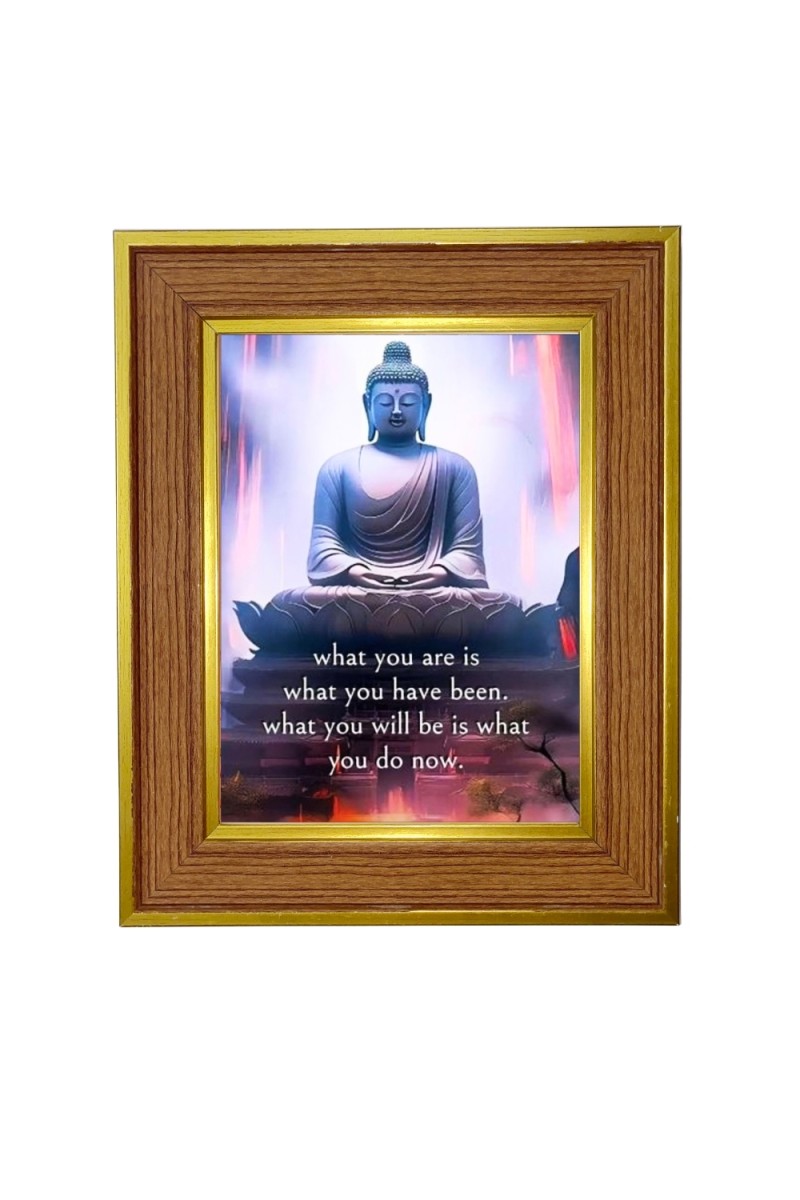 Buddha Photo Frame  10x14 Inches-Brown Wooden Frame for Home , Office & Temple Decoration and Gifting