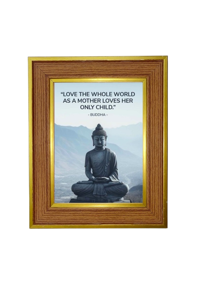 Lord buddha Photo Frame  10x14 Inches-Brown Wooden Frame for Home , Office & Temple Decoration and Gifting