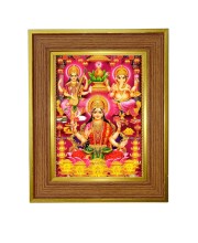 Lord lakhsmi & ganesha Photo Frame  10x14 Inches-Brown Wooden Frame for Home , Office & Temple Decoration and Gifting