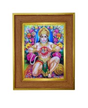 Lord hanuman Photo Frame  10x14 Inches-Brown Wooden Frame for Home , Office & Temple Decoration and Gifting