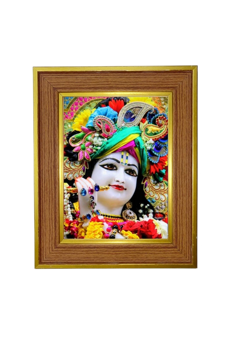 Sri krishna Photo Frame  10x14 Inches-Brown Wooden Frame for Home , Office & Temple Decoration and Gifting