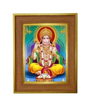Lord hanuman Photo Frame  10x14 Inches-Brown Wooden Frame for Home , Office & Temple Decoration and Gifting