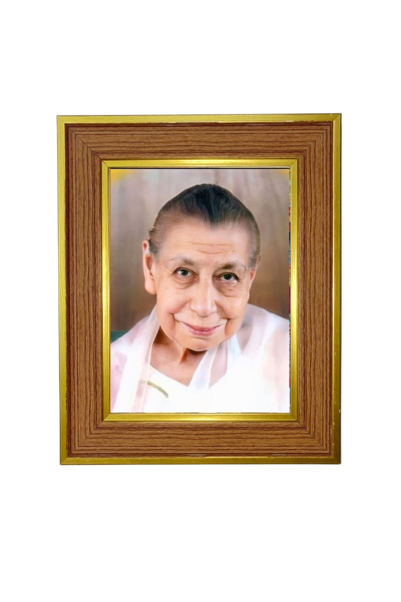 Mirra Alfassa Photo Frame  10x14 Inches-Brown Wooden Frame for Home , Office & Temple Decoration and Gifting