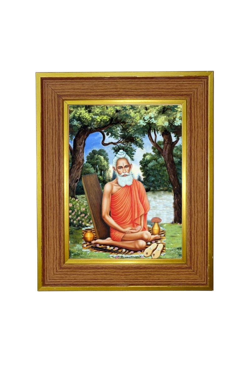Baba Lokenath Brahmachari Photo Frame  10x14 Inches-Brown Wooden Frame for Home , Office & Temple Decoration and Gifting