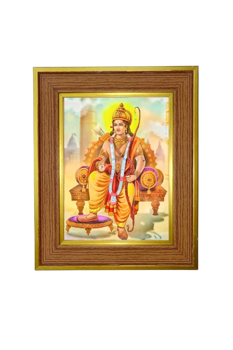Lord Vishnu Photo Frame  10x14 Inches-Brown Wooden Frame for Home , Office & Temple Decoration and Gifting
