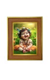 Little baby krishna Photo Frame  10x14 Inches-Brown Wooden Frame for Home , Office & Temple Decoration and Gifting