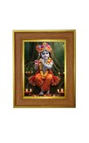 Divine little krishna Photo Frame  10x14 Inches-Brown Wooden Frame for Home , Office & Temple Decoration and Gifting