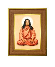 Paramhansa Yogananda Photo Frame  10x14 Inches-Brown Wooden Frame for Home , Office & Temple Decoration and Gifting