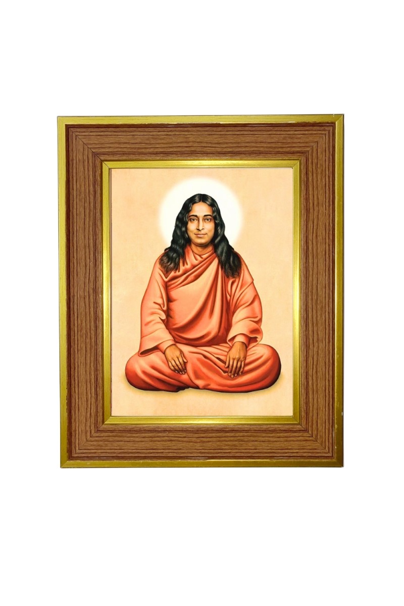 Paramhansa Yogananda Photo Frame  10x14 Inches-Brown Wooden Frame for Home , Office & Temple Decoration and Gifting