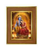 Krishna radha Photo Frame  10x14 Inches-Brown Wooden Frame for Home , Office & Temple Decoration and Gifting