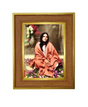  Anandamayi Ma Photo Frame  10x14 Inches-Brown Wooden Frame for Home , Office & Temple Decoration and Gifting