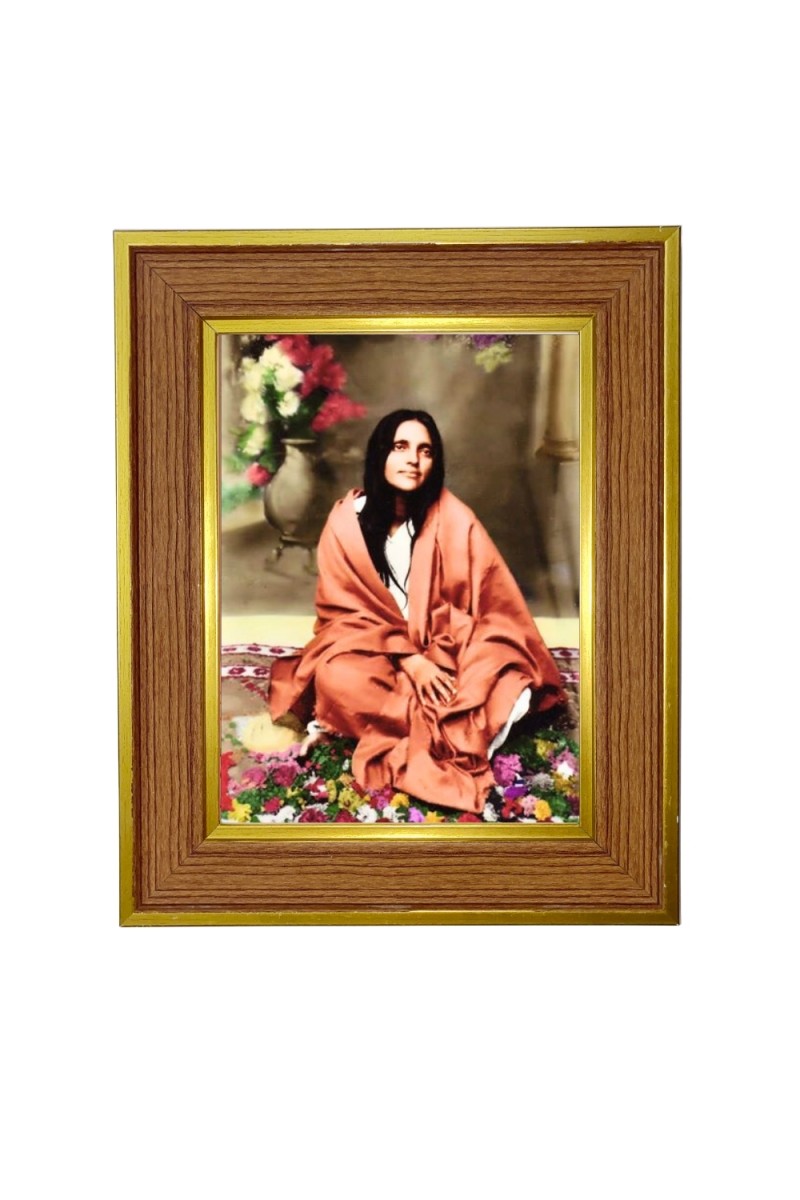 Anandamayi Ma Photo Frame  10x14 Inches-Brown Wooden Frame for Home , Office & Temple Decoration and Gifting