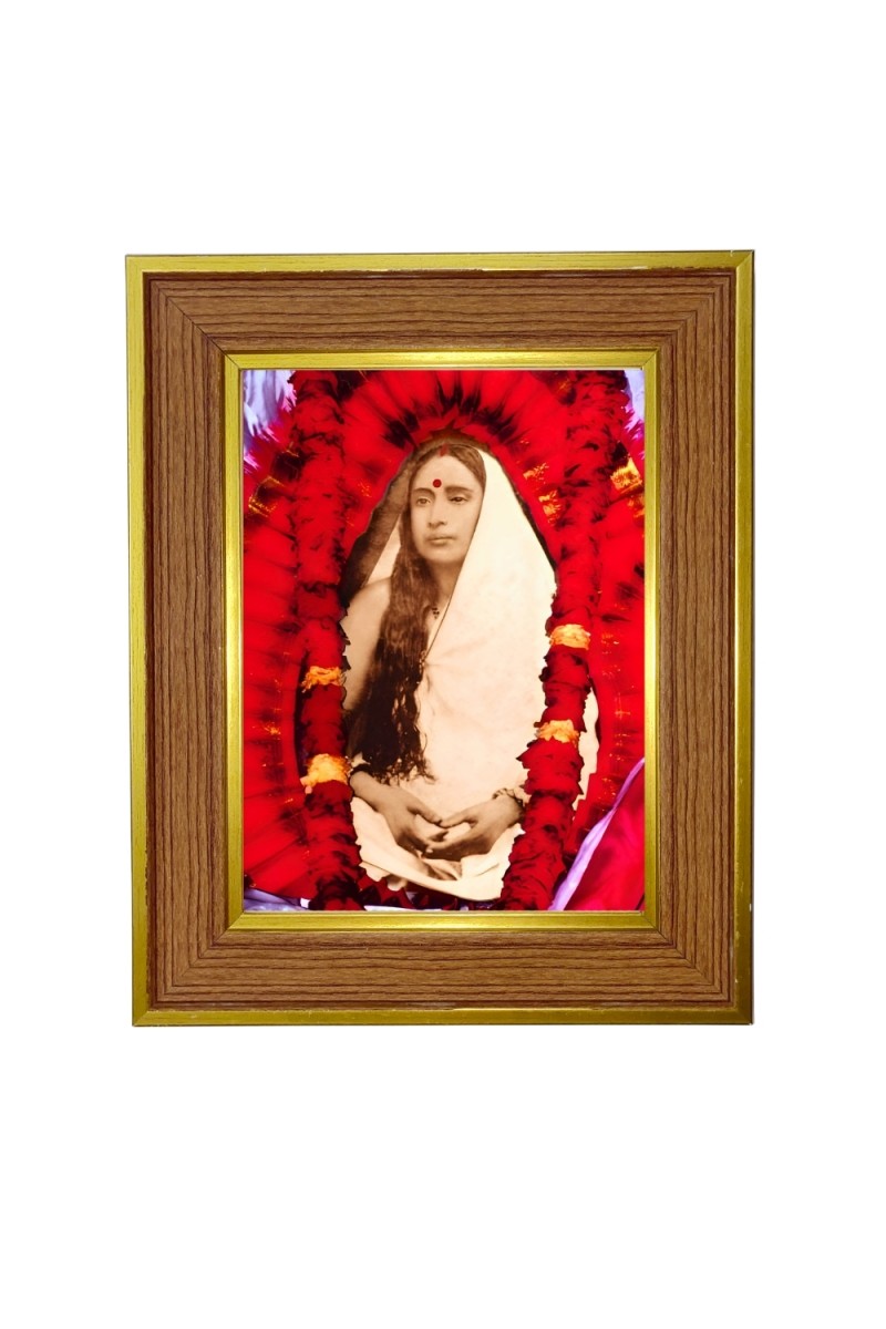 Sri Sarada Devi  Photo Frame  10x14 Inches-Brown Wooden Frame for Home , Office & Temple Decoration and Gifting