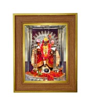  Kali Mata Bhavatarini Photo Frame  10x14 Inches-Brown Wooden Frame for Home , Office & Temple Decoration and Gifting