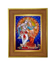 Radha krishna Photo Frame  10x14 Inches-Brown Wooden Frame for Home , Office & Temple Decoration and Gifting