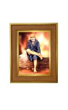 Sai baba Photo Frame  10x14 Inches-Brown Wooden Frame for Home , Office & Temple Decoration and Gifting
