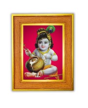  Bal Krishna Photo Frame  10x14 Inches-Brown Wooden Frame for Home , Office & Temple Decoration and Gifting