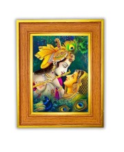 Radha krishna Photo Frame  10x14 Inches-Brown Wooden Frame for Home , Office & Temple Decoration and Gifting