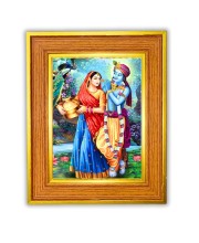 Radha and Krishna Photo Frame  10x14 Inches-Brown Wooden Frame for Home , Office & Temple Decoration and Gifting
