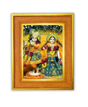 Radha and krishna Photo Frame  10x14 Inches-Brown Wooden Frame for Home , Office & Temple Decoration and Gifting