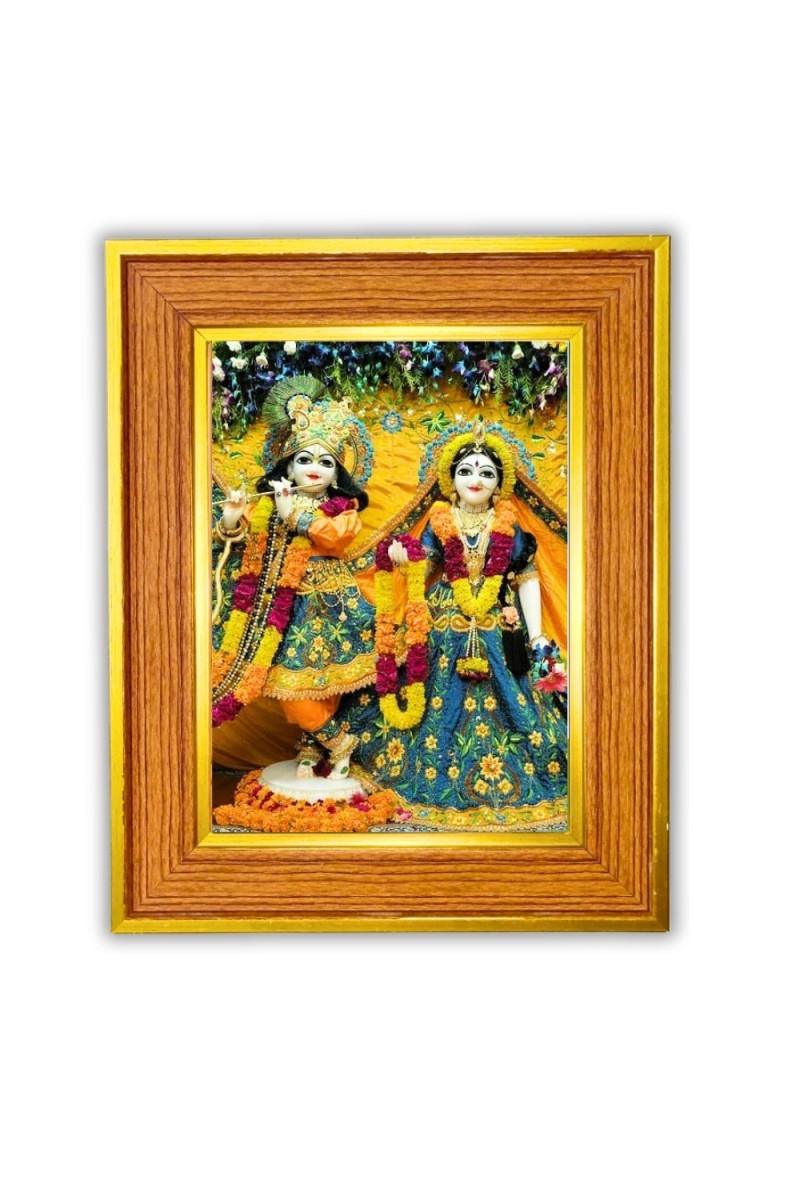 Radha and krishna Photo Frame  10x14 Inches-Brown Wooden Frame for Home , Office & Temple Decoration and Gifting