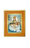 Maa saraswati Photo Frame  10x14 Inches-Brown Wooden Frame for Home , Office & Temple Decoration and Gifting