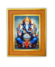 Lord Ganesha Photo Frame  10x14 Inches-Brown Wooden Frame for Home , Office & Temple Decoration and Gifting