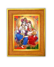 Radha krishna Photo Frame  10x14 Inches-Brown Wooden Frame for Home , Office & Temple Decoration and Gifting