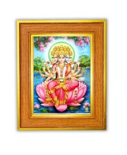 Panchmukhi lakhsmi Photo Frame  10x14 Inches-Brown Wooden Frame for Home , Office & Temple Decoration and Gifting